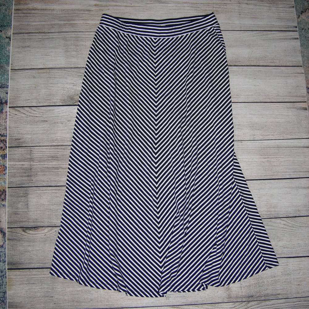LOFT Navy Striped Maxi Skirt MP